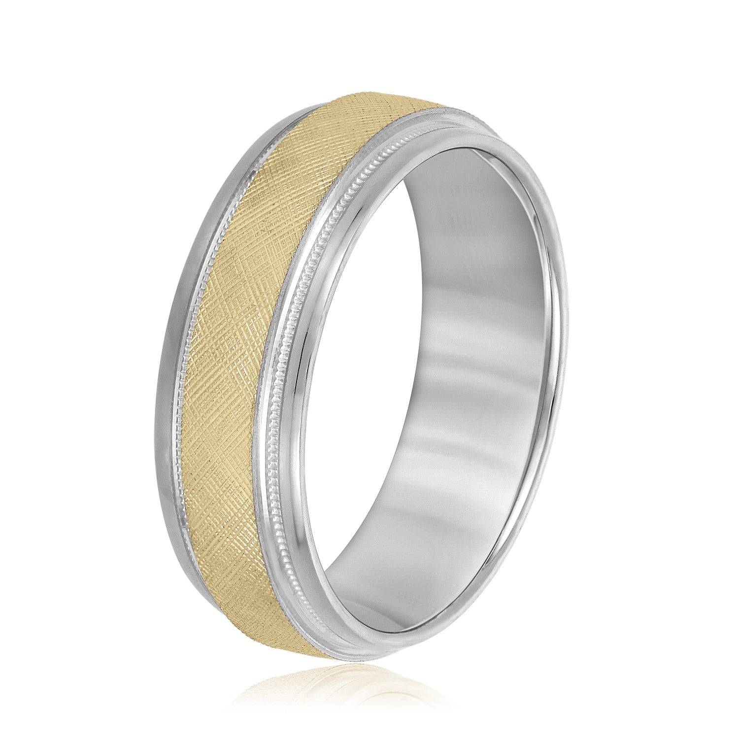 Men's Band With Florentine Finish And Milgrain Accents-VIRABYANI